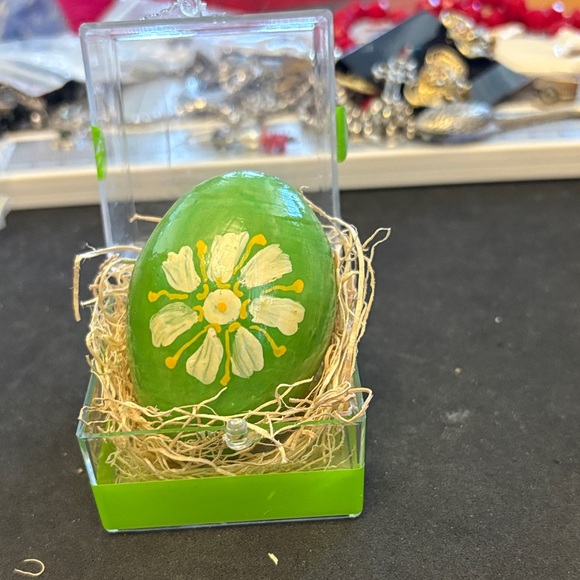 Handcrafted Green Wood Rabbit Easter Egg Called Pysanda - Picture 9 of 10